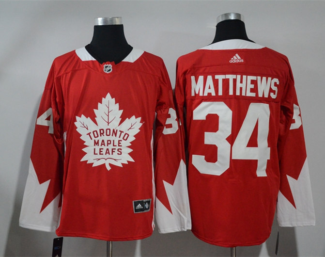 Mens Toronto Maple Leafs #34 Auston Matthews adidas Red Player Jersey